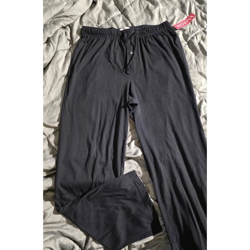 Merona Mens Sleep Pants Ebony Black Cotton Blend Pajama Bottoms Size M NWT